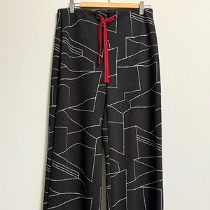Joseph Ribkoff Black Abstract Print Drawstring Pants | Size 10 | Made in Canada